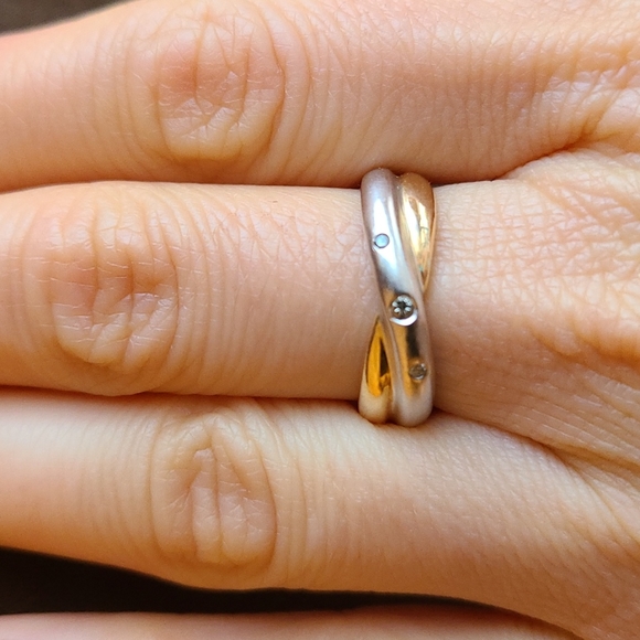White and yellow 14K gold ring with dimonds - Picture 12 of 16